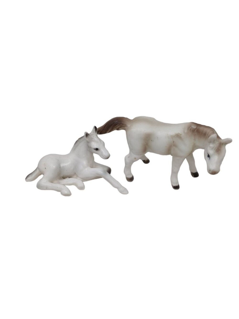 VTG Mare Foal Figurines Japan White & Brown Set of 2 Genuine Bone China #S-3 - Picture 6 of 13